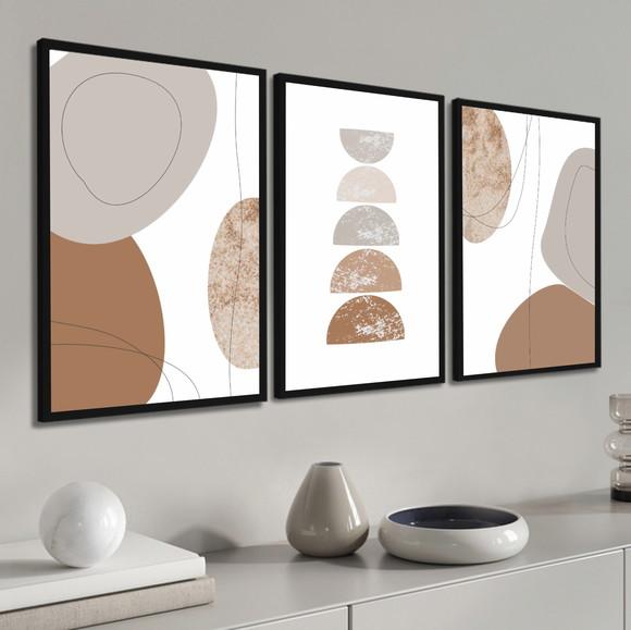 Quadros Decorativos Abstrato Marrom Moderno com Moldura