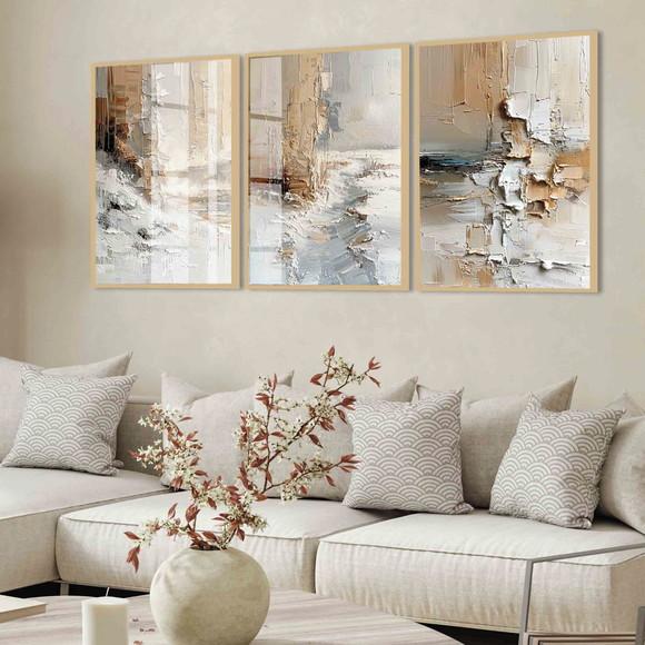 Quadros Decorativos Abstrato Marrom Moderno Moldura e Vidro