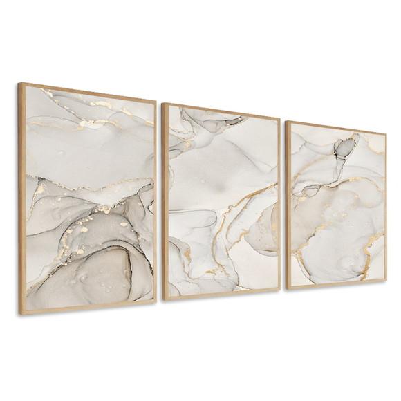 Quadros Decorativos Abstrato Moderno Claro Luxo com Moldura