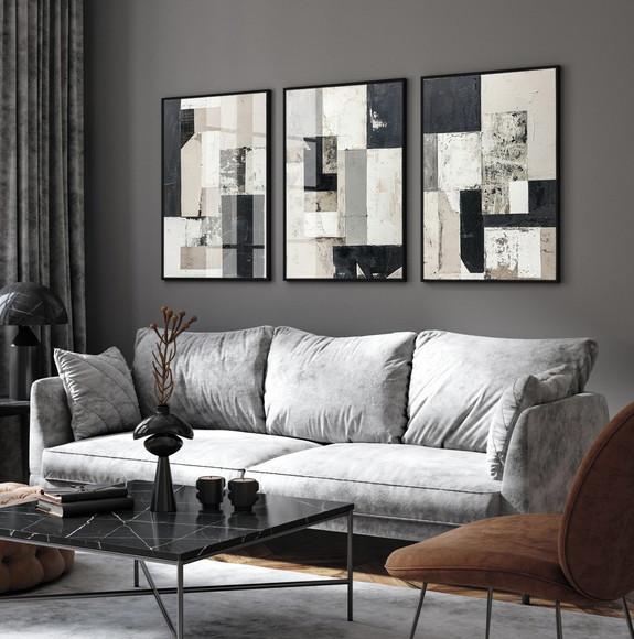 Quadros Decorativos Abstrato Moderno Luxo Moldura e Vidro
