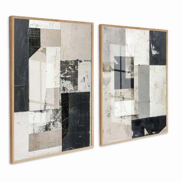 Quadros Decorativos Abstrato Moderno Mármore Luxo com Vidro