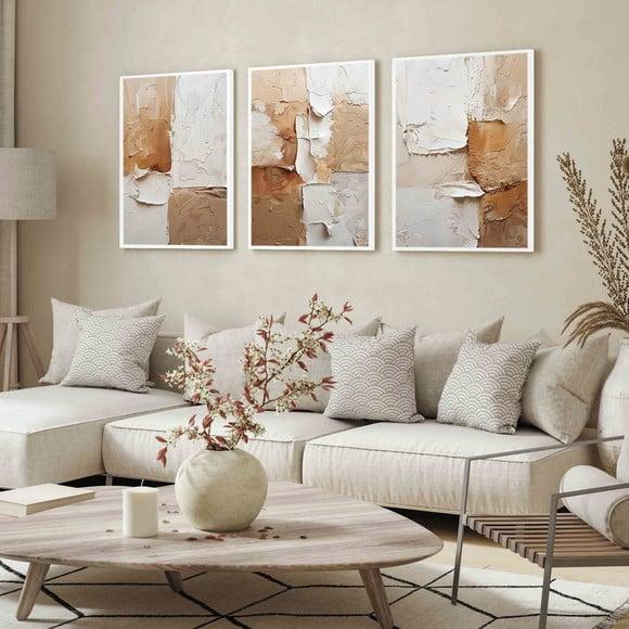 Quadros Decorativos Abstrato Terracota Moderno com Moldura