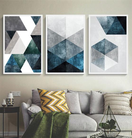 Quadros Decorativos Abstratos Moderno para Sala Azul Moldura