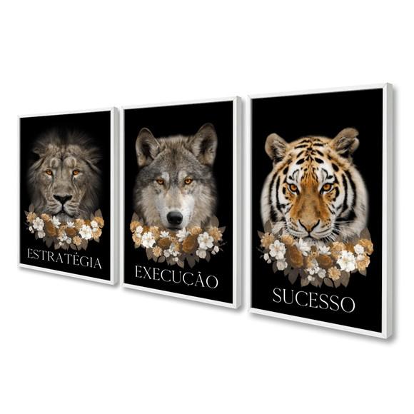 Quadros Decorativos Animais Frase Motivacional Com Moldura
