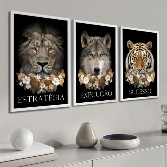Quadros Decorativos Animais Frase Motivacional Com Moldura