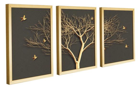Quadros Decorativos Arvore Dourada Para Sala Quarto Molduras
