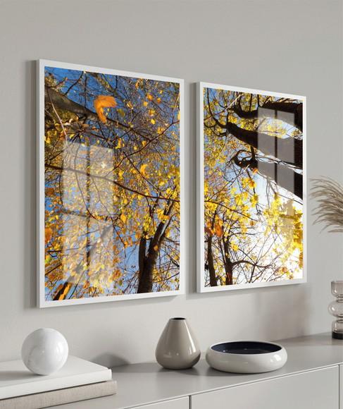 Quadros Decorativos Arvore Floresta Amarela Moldura E Vidro