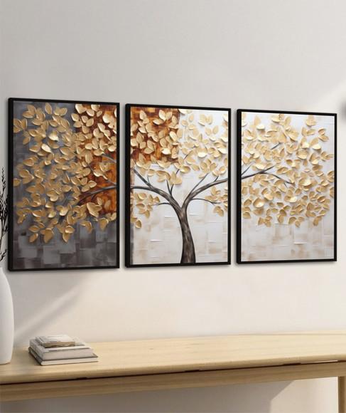 Quadros Decorativos Arvore Folhagem Abstrato Moderno Moldura