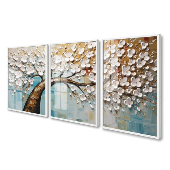 Quadros Decorativos Arvore Folhagem Abstrato Moldura e Vidro