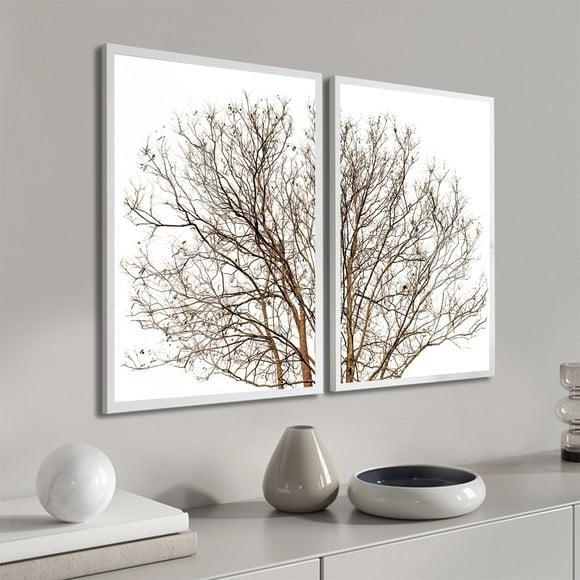 Quadros Decorativos Arvore Galhos Paisagem Moldura e Vidro