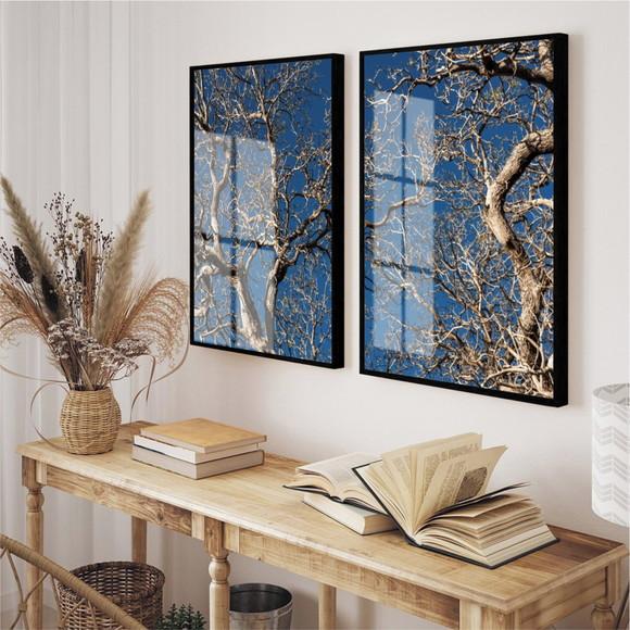 Quadros Decorativos Arvore Galhos Secos Com Moldura e Vidro