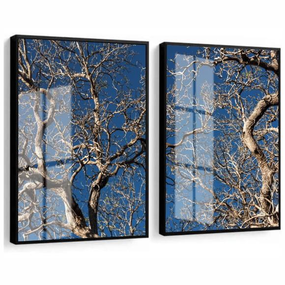 Quadros Decorativos Arvore Galhos Secos Com Moldura e Vidro