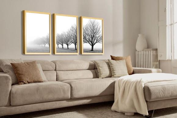 Quadros Decorativos Arvore Paisagem Preto e Branco Moldura