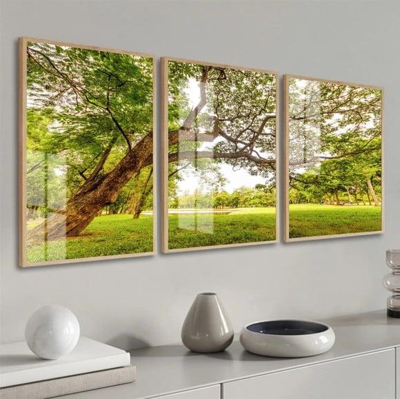 Quadros Decorativos Arvore Verde com Moldura Paisagem