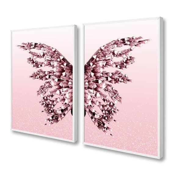 Quadros Decorativos Borboleta Asas Rosa com Moldura 60x80