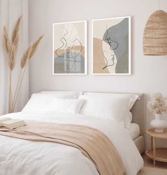 Quadros Decorativos Casal Desenho Moderno Com Moldura Vidro