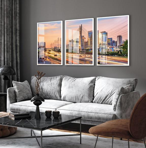 Quadros Decorativos Cidade São Paulo Paisagem Moldura Vidro