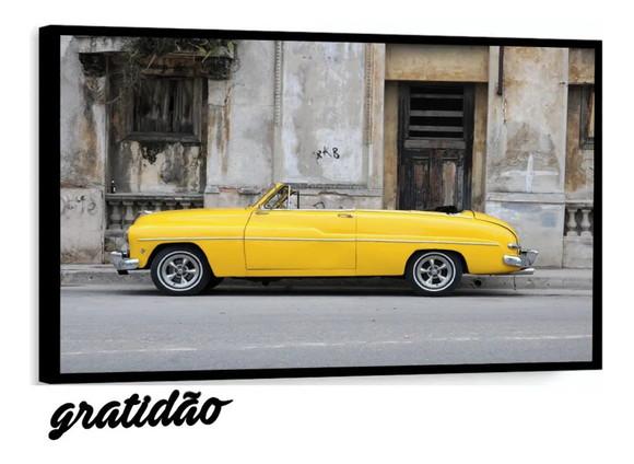 Quadros Decorativos Cidades Havana Carro Cuba Grande Moldura