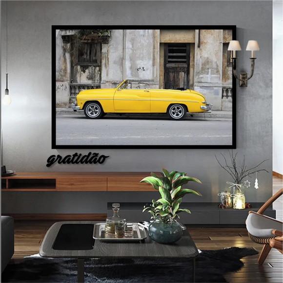 Quadros Decorativos Cidades Havana Carro Cuba Grande Moldura