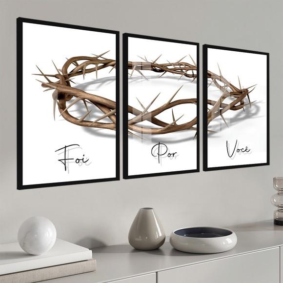 Quadros Decorativos Coroa de Espinhos Frases Moldura e Vidro