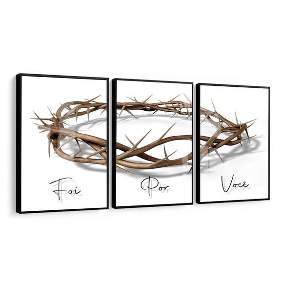 Quadros Decorativos Coroa de Espinhos Frases Moldura e Vidro