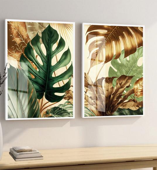 Quadros Decorativos Costela de Adão Dourada Moldura e Vidro