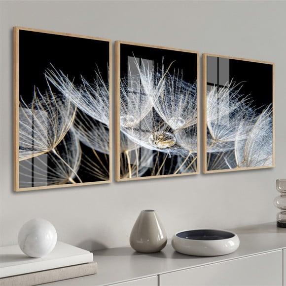 Quadros Decorativos De Vidro Dente De Leão Preto E Branco