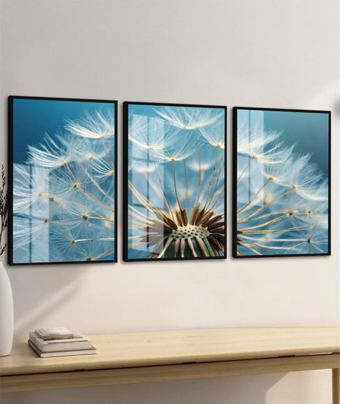 Quadros Decorativos Dente de Leão Flores com Moldura e Vidro