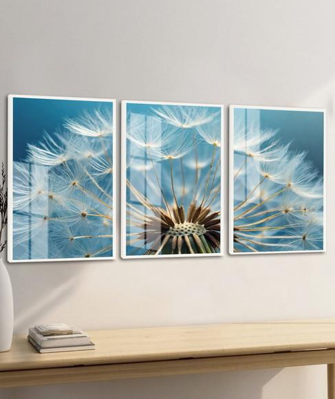 Quadros Decorativos Dente de Leão Flores com Moldura e Vidro