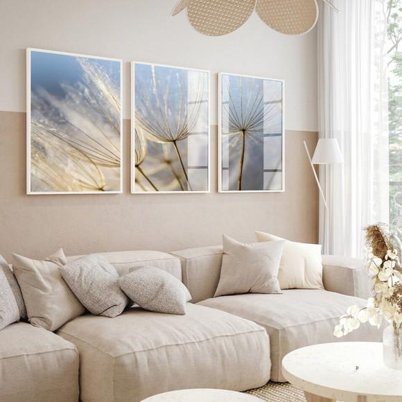 Quadros Decorativos Dente de Leão Moderno Moldura e Vidro