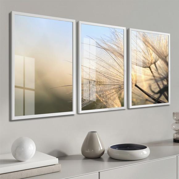 Quadros Decorativos Dente De Leão Para Sala Moldura E Vidro