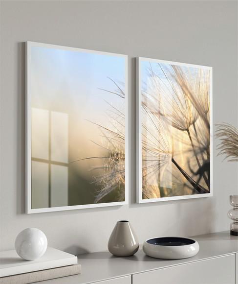Quadros Decorativos Dente De Leão Para Sala Moldura E Vidro