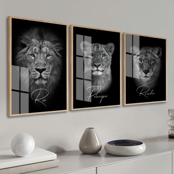 Quadros Decorativos Família De Leão Frases Moldura E Vidro