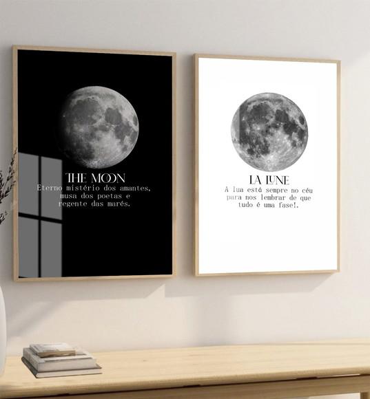 Quadros Decorativos Fases da Lua Moderno Frases com Vidro