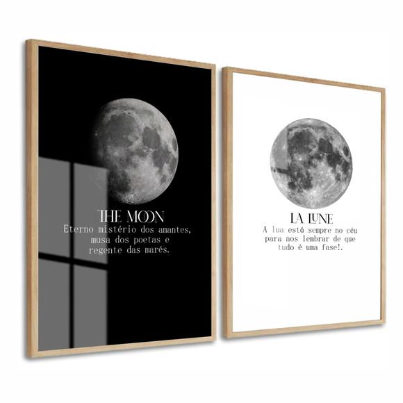 Quadros Decorativos Fases da Lua Moderno Frases com Vidro