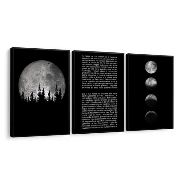 Quadros Decorativos Fases da Lua para Sala Quarto Moldura