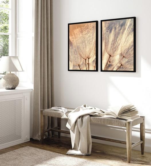 Quadros Decorativos Flor Dente de Leão Quarto Sala Moldura