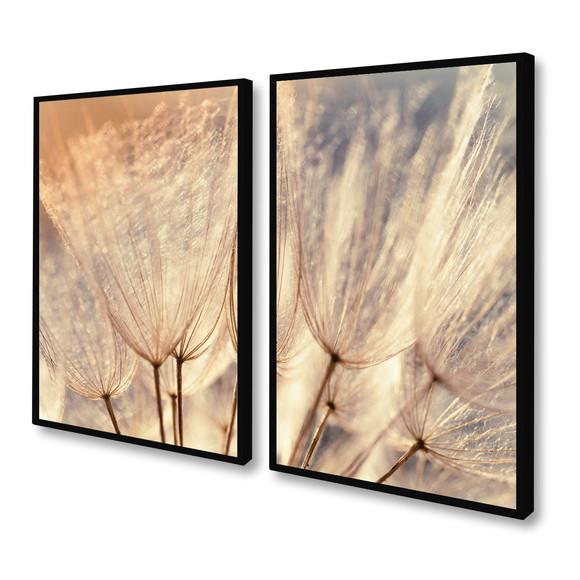 Quadros Decorativos Flor Dente de Leão Quarto Sala Moldura