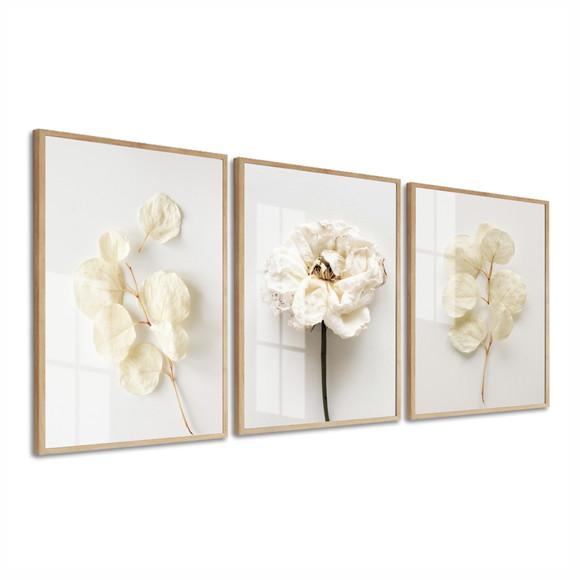 Quadros Decorativos Flores Brancas Modernos Moldura E Vidro