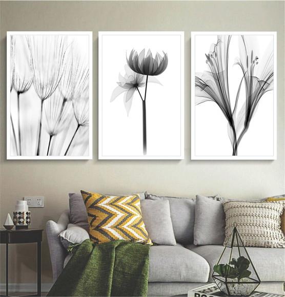 Quadros Decorativos Flores Preto e Branco Botânico Molduras