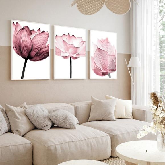 Quadros Decorativos Flores Rosa Sala Quarto Moldura e Vidro