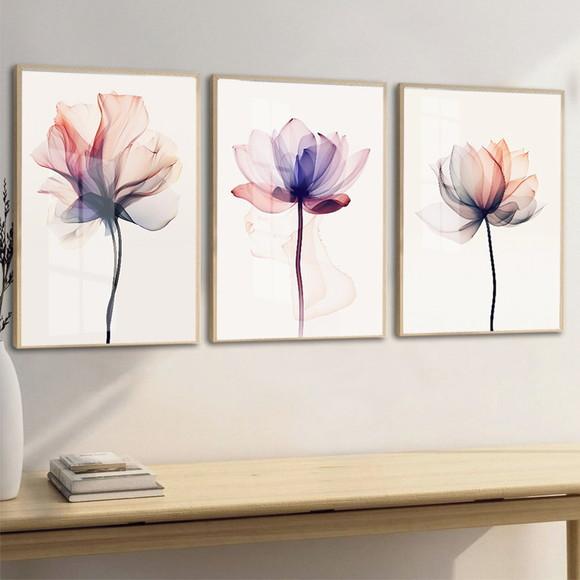 Quadros Decorativos Flores Rosas Modernas Moldura e Vidro