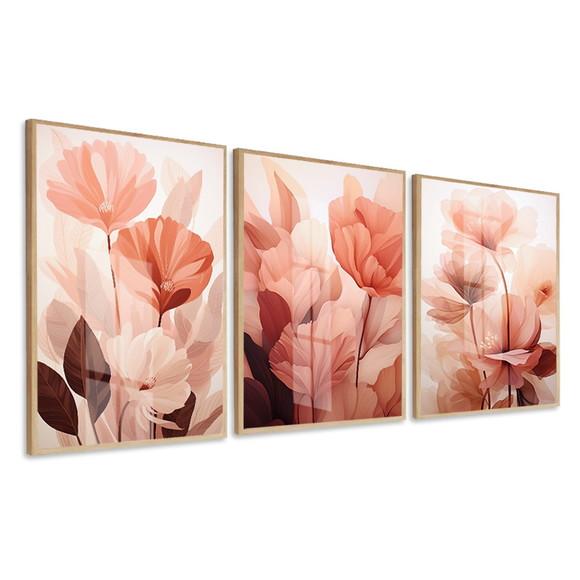 Quadros Decorativos Flores Rosas Quarto Sala Hall Luxo Vidro