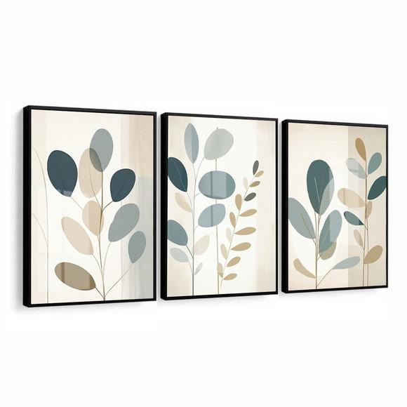 Quadros Decorativos Folhagem Moderna Abstrato Moldura Vidro