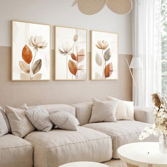Quadros Decorativos Folhagem Moderna Abstrato Moldura Vidro