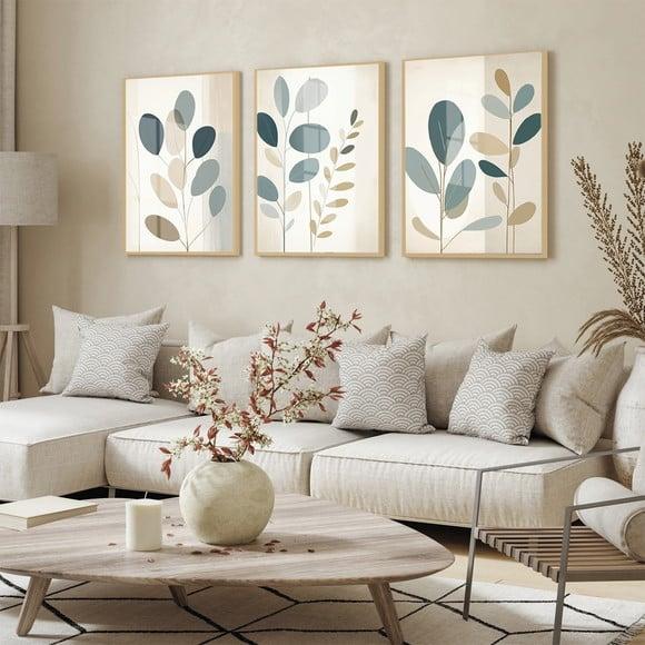 Quadros Decorativos Folhagem Moderna Sala Hall Moldura Vidro