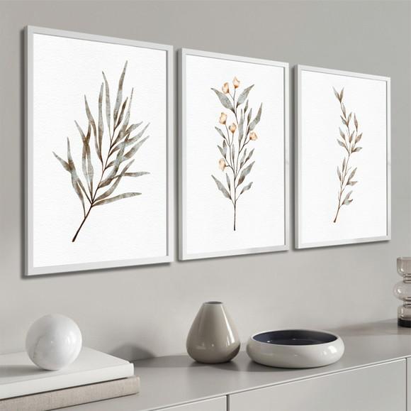 Quadros Decorativos Folhagem Moderna Sala Quarto com Moldura