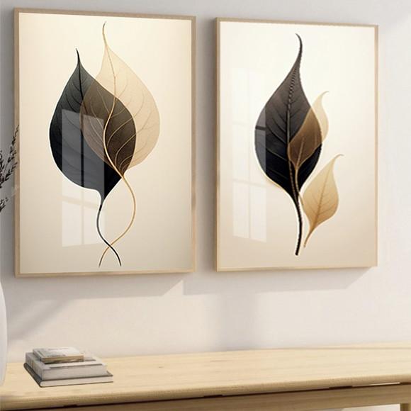 Quadros Decorativos Folhagem Sala Moderna Moldura e Vidro