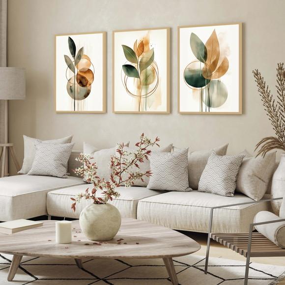 Quadros Decorativos Folhagem Verde Moderna Luxo com Moldura