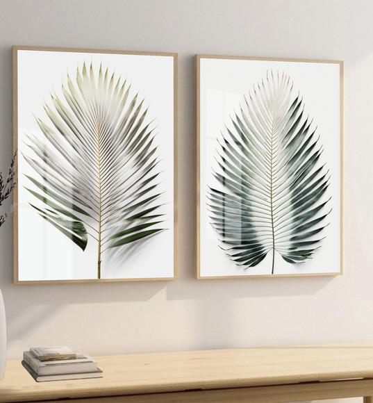 Quadros Decorativos Folhagem Verde Moderna Moldura e Vidro